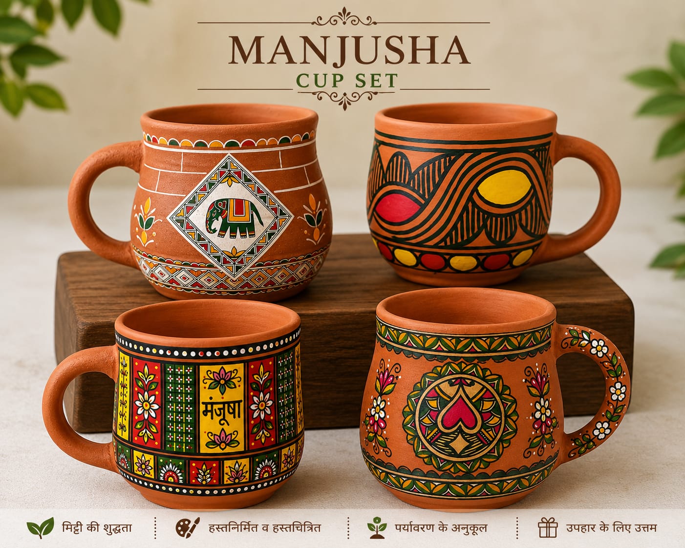Manjusha hand-painted cup set